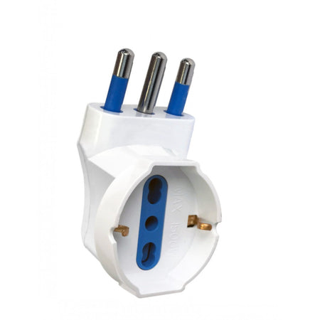 Adattatore spina 16A prese bipasso/Schuko 90&deg Bianco