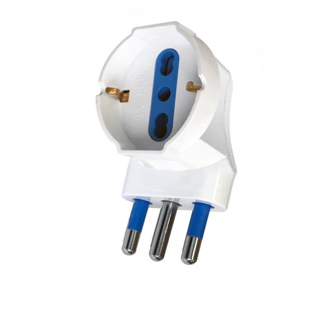 Adattatore spina 16A prese bipasso/Schuko 90&deg Bianco