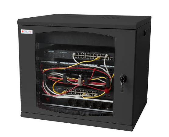 Armadio Rack 19'' a muro 13 unit&agrave sezione unica prof. 500mm Nero