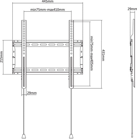 Staffa a muro fissa TV LED LCD 32-70'' robusta e pieghevole