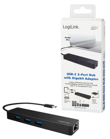 Hub USB-C&trade SuperSpeed 3 Porte USB-A 3.0 Femmina Nero