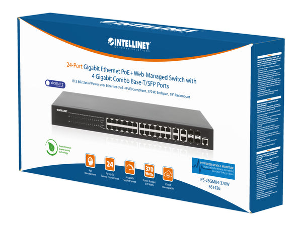 Switch 24p. Gigabit Ethernet PoE+ con 4p. Gigabit Combo Base-T/SFP