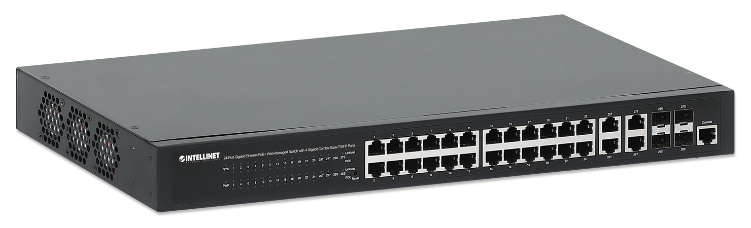 Switch 24p. Gigabit Ethernet PoE+ con 4p. Gigabit Combo Base-T/SFP