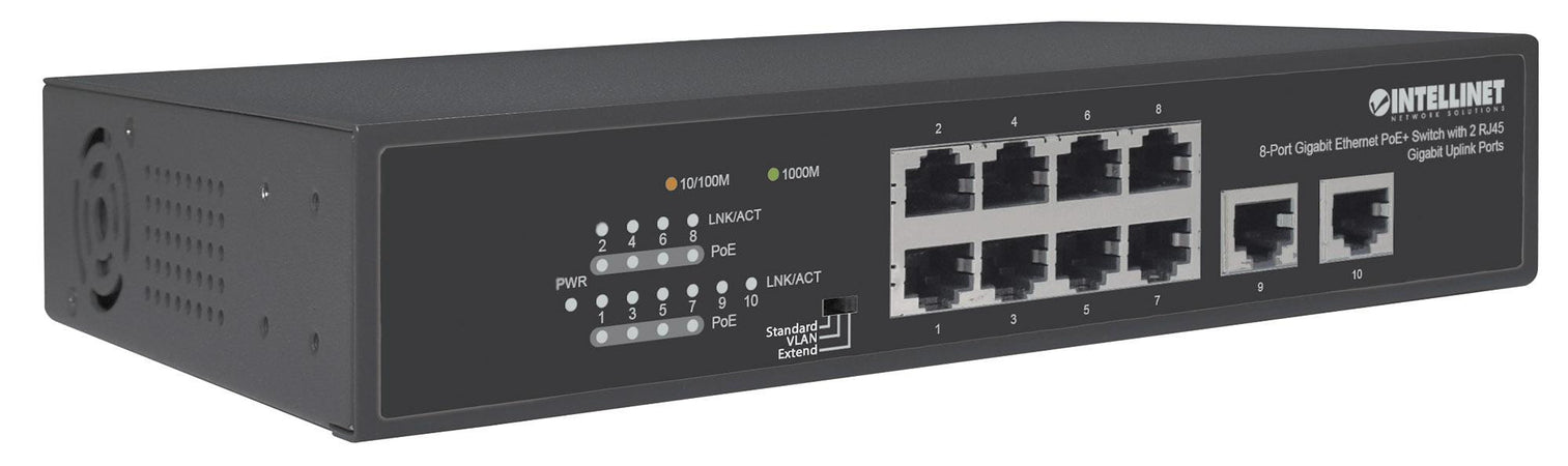 Switch Ethernet Gigabit 8 Porte PoE+ con 2 porte RJ45 Gigabit Uplink