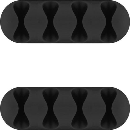 Set 2 Fermacavo da Scrivania a quattro posti Nero