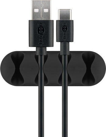 Set 2 Fermacavo da Scrivania a quattro posti Nero