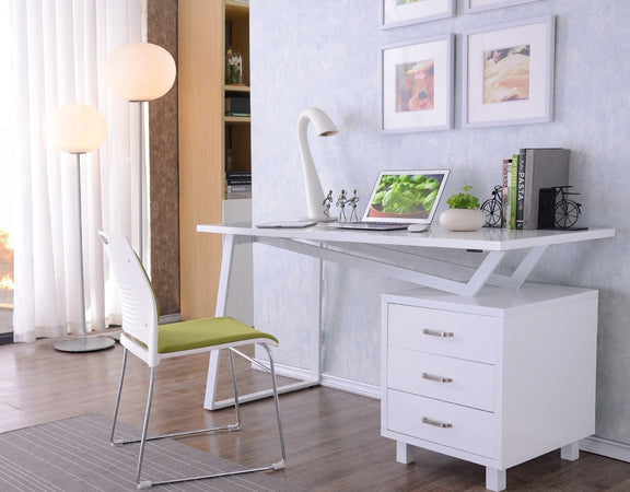 Scrivania per Computer con Tre Cassetti Bianco opaco effetto legno