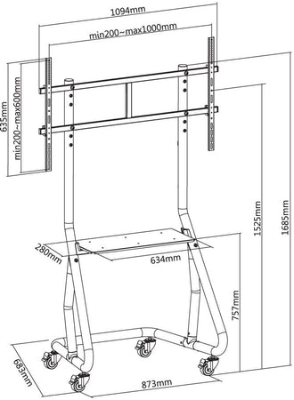 Supporto a pavimento per TV da 60'' a 105''