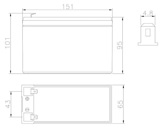 Batteria Piombo-Acido per UPS 12V 6,8 Ah, BSP12V-7.0F1