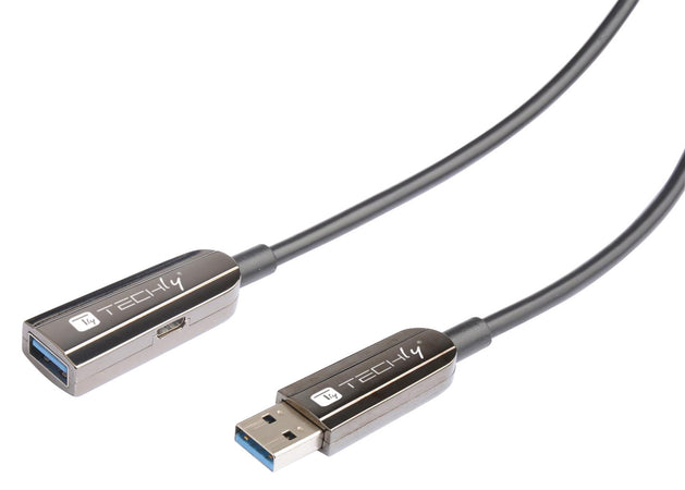 Cavo Ottico Attivo USB 3.0 SuperSpeed Active Optical Cable USB A M/F 100m Nero