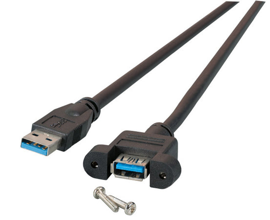 Cavo Prolunga USB 3.2 SuperSpeed A/A M/F da Pannello 1m Nero