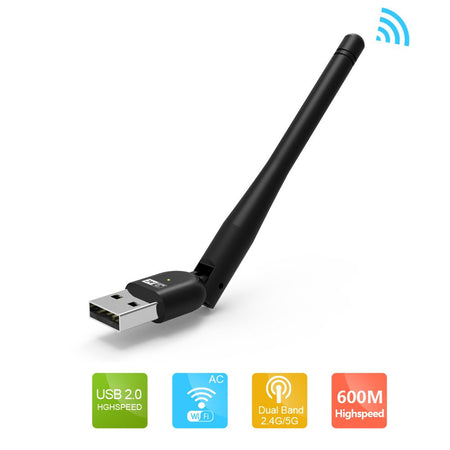 Adattatore Wireless AC650 Dual Band Donlge WiFi USB Antenna Esterna