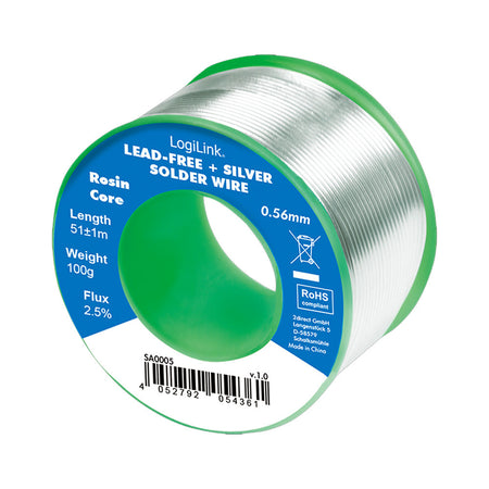Stagno in Rotolo per Saldatura Senza Piombo Argento 0,3% Rame 0,7% &oslash 0,56 mm 100g