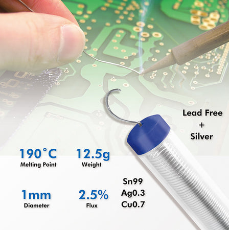 Stagno in Dispenser &oslash 1 mm Senza Piombo con Argento Rame 0,7% 12,5g