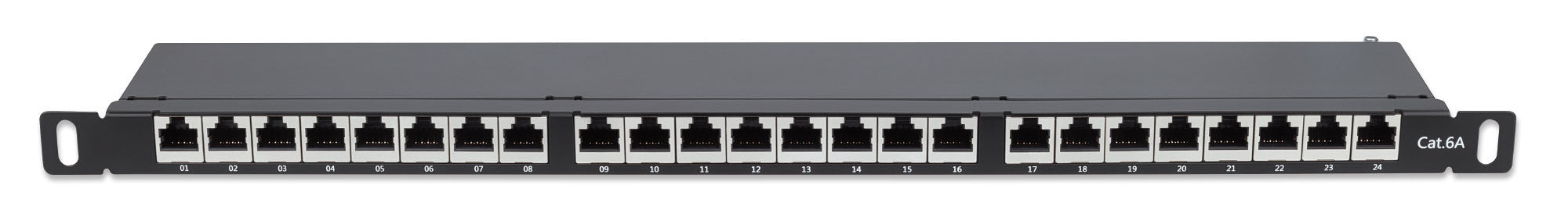 Pannello Patch 24 Posti 19'' 0.5U Cat6a Schermato Nero