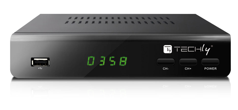Decoder Ricevitore Digitale Terrestre DVB-T/T2 H.265 HEVC 10bit Metallo con Telecomando Universale 2 in 1 con Alimentatore 12V