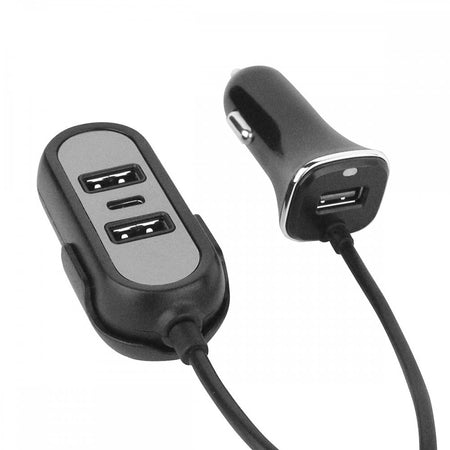 Caricatore da Auto 2x USB-A e 1x USB-C&trade 45W Cavo 1,5m Nero