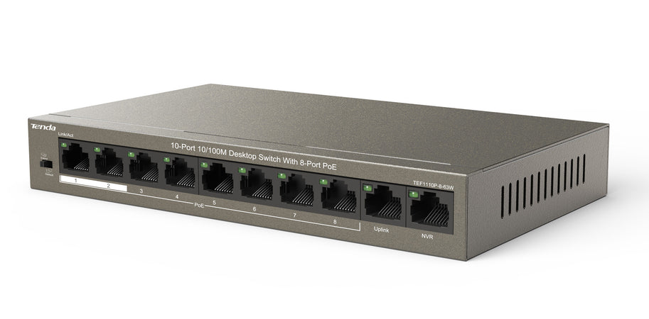 Switch Desktop 8 porte 10/100M PoE 63W TEF1110P-8-63W