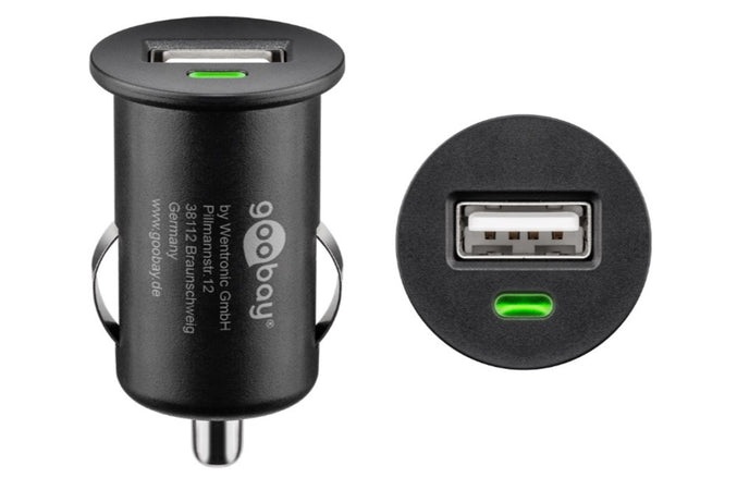 Caricatore Compatto da Auto 1 porta USB con uscita 1A Nero