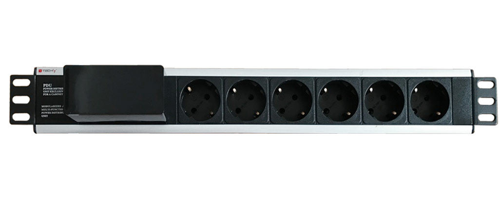Multipresa 6 Posti da Rack 19'' con Magnetotermico Spina Schuko Angolata 1.5U