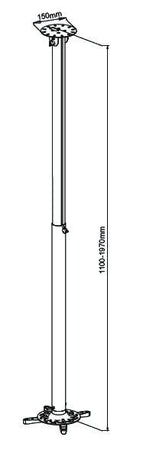 Supporto a soffitto profess. per proiettori estensione 110 - 197 cm
