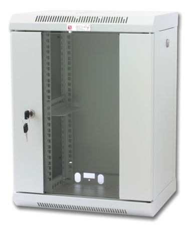 Armadio Rack 10'' a muro 9 unit&agrave con pannelli asportabili Grigio prof. 300 mm