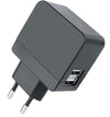 Caricatore 2 USB 2,1A Compatto Spina Europea 2 pin Nero