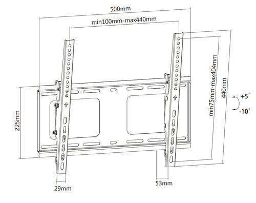 Supporto a Muro Inclinabile con Regolazione Altezza TV LED LCD 32-55'' Nero