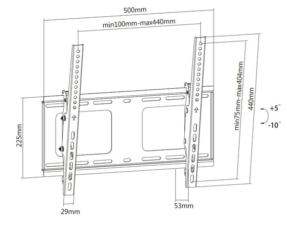Supporto a Muro Inclinabile con Regolazione Altezza TV LED LCD 32-55'' Nero