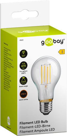 Lampadina LED E27 Bianco Caldo 4W con Filamento Classe E