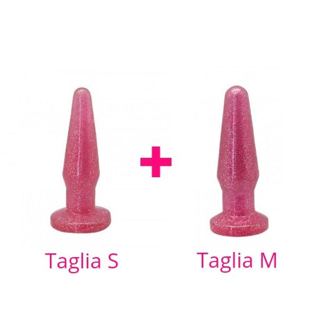 Butt plug Kit Anale Timeless Glitter Pink taglia S e M