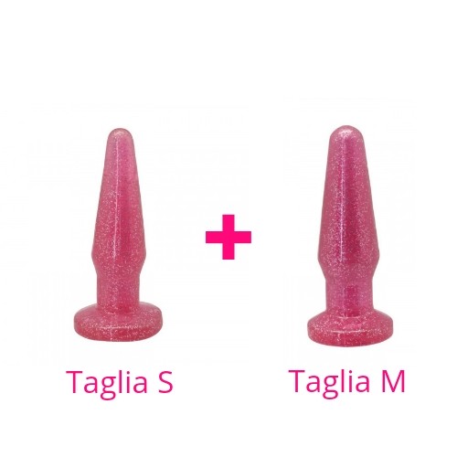 Butt plug Kit Anale Timeless Glitter Pink taglia S e M