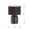 Lampada Da Tavolo Nordica Aspen 1 Luce In Acciaio Nero E Oro