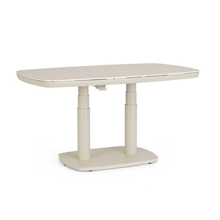 Tavolo "Talete" regolabile con struttura in alluminio, piano in pietra sinterizzata, per arredo interno ed esterno