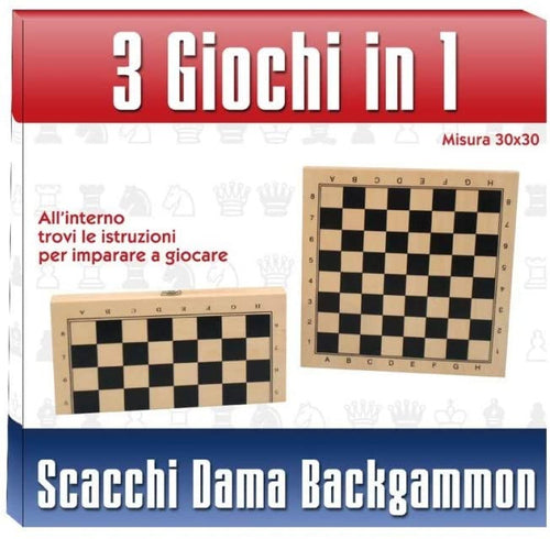 Scacchiera legno 3 in1
