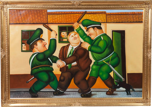 Biscottini Biscottini Dipinto Olio su Tela Cornice Oro 205x3x144 Arredo Casa Lusso