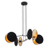 Lampada A Sospensione 4 Luci Moderna Motif In Acciaio Nero E Oro