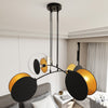 Lampada A Sospensione 4 Luci Moderna Motif In Acciaio Nero E Oro