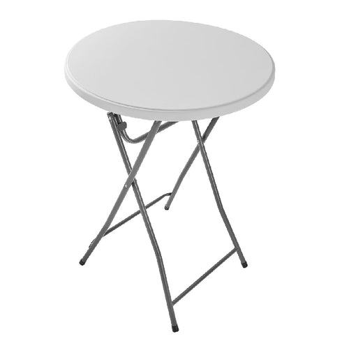 Tavolino Pieghevole Rotondo da Giardino Interno ed Esterno Bianco 80x80 H110 cm