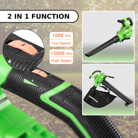 Aspirafoglie Elettrico 3in1 Soffiatore con Sacco di Raccolta 3000W Giardino