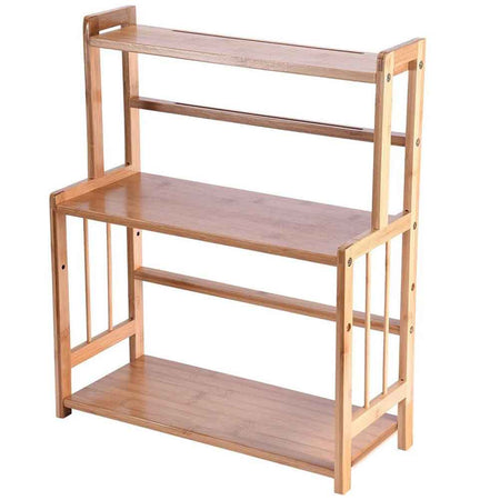Scaffale Mobiletto Portaspezie in Legno Bambù 3 ripiani regolabili Cucina 53x42x18cm