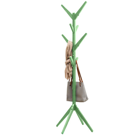 Piantana Appendiabiti in Legno di Pino 8 Ganci 58x58 H175cm Verniciato Verde