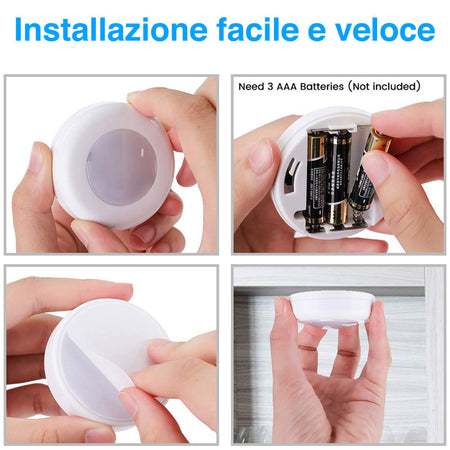 Set 6 Faretti Led Wireless Adesivi con 2Telecomandi Cambio Colore e Dimmerabile