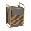 Cesto Porta Biancheria Sporca Legno Bambù con Sacco Tessuto Rimovibile 41x35 H61 cm