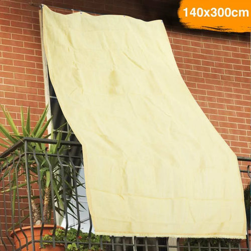 Tenda da Sole Parasole 140x300cm HDPE con Occhielli per Balcone e Veranda Beige
