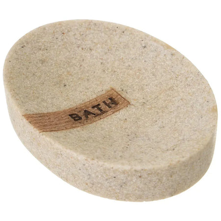 kit da Bagno 3pz con Dispenser Porta Sapone Bicchiere Effetto Pietra Beige