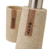 kit da Bagno 3pz con Dispenser Porta Sapone Bicchiere Effetto Pietra Beige