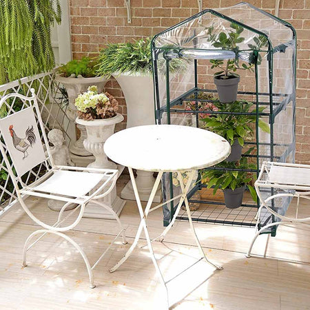 Serra da Giardino in Metallo e PVC 49x69 H 125cm Verde 3 Ripiani Trasparente