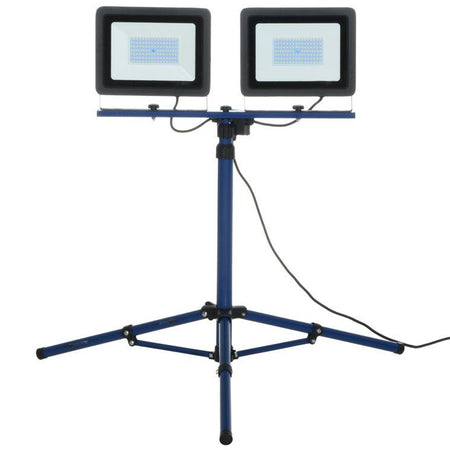 Kit 2 Fari a Led 100W con Sostegno Treppiedi Pieghevole Regolabile 4000K Cavo 3mt
