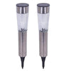 Kit 2 Lampade Giardino Ricarica Solare Paletti Metallo Cristallo 1LED Bianco